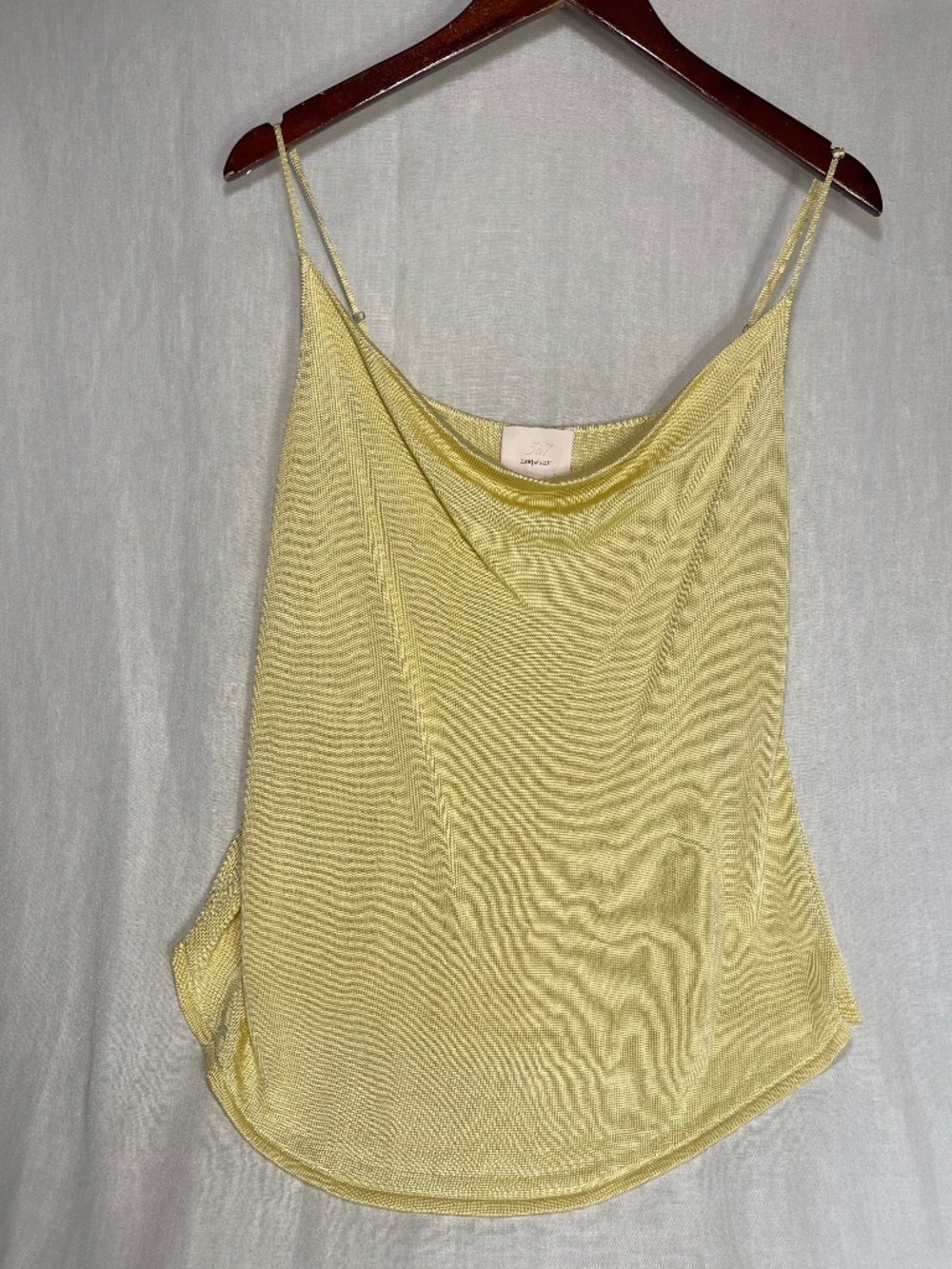 cinq a sept Pale Yellow Silk Cowl Neck Camisole